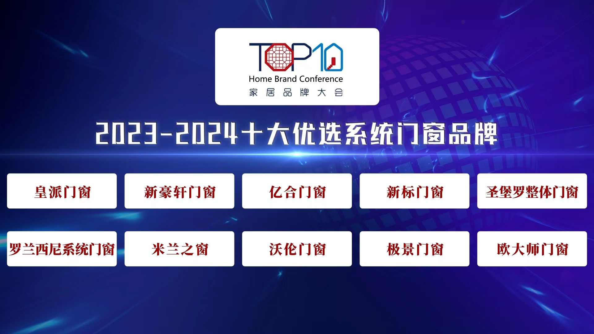 2023-2024十大优选系统门窗品牌公开发布